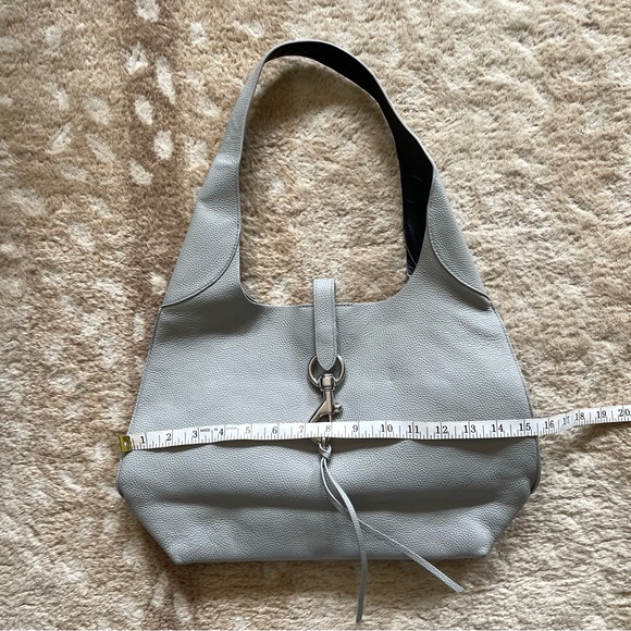Rebecca Minkoff Megan Leather Boho Hobo Shoulder Bag In Perla Gray - Picture 8 of 16